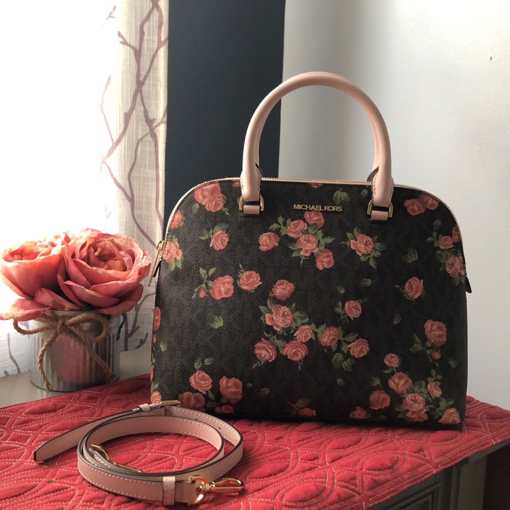 Michael Kors Cindy Brown Large Dome Satchel